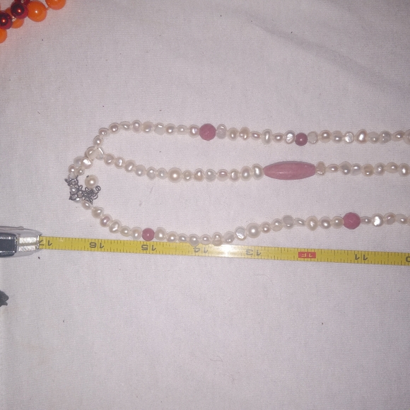Ross-Simons-3 stands Freshwater PEARLS + RHODONITE Necklace STERLING Silver RS - Picture 8 of 14